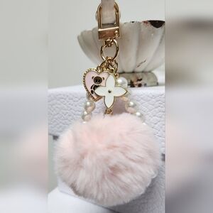 Pink Puff Pearl Teddy Bear Keychain/Bagcharm